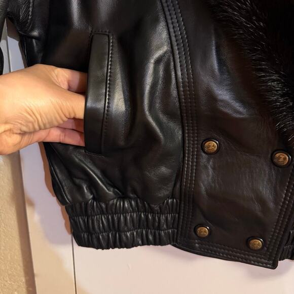 Vintage Kaiser x Mob Wife Pennylane Italian Leather Cropped Jacket Black Medium - Picture 3 of 10